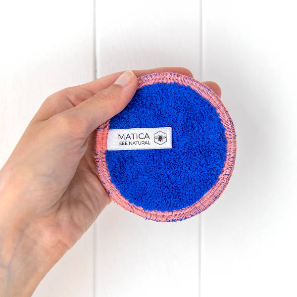 Matica Cosmetics Naturkosmetik aus Hamburg Waschbares Abschminkpad Blau/Rosa