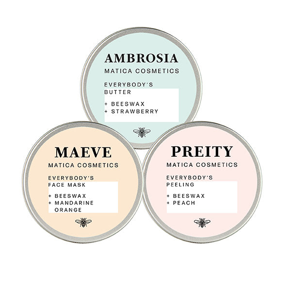 Matica Cosmetics Naturkosmetik aus Hamburg Set AMBROSIA – MAEVE – PREITY